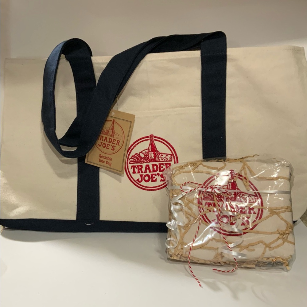 Trader Joe's Large Blue Canvas Tote Bag